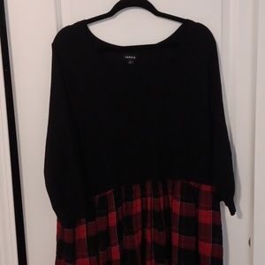 Black and Red plaid winter dress
